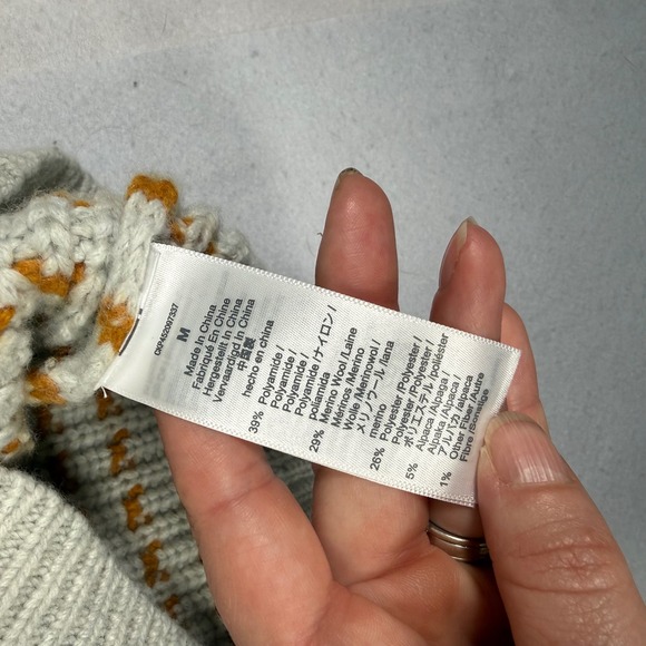 Madewell Merino Wool Alpaca Blend Striped Heart Crewneck Sweater Metallic Medium - Picture 4 of 9